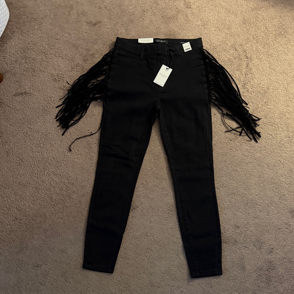 Judy Blue Black Skinny Jeans with Fringe